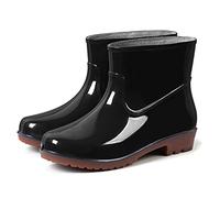 SDER Bottes De Pluie Pour Femmes à Bout Rond - Chaussures ImperméAbles à Mi-Tube Avec Boucle à Talon Bas - DéContractéEs Surchaussures En Caoutchouc Pour Jardin