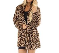 SDER Veste Polaire Lapin Imprimé LéOpard Pour Femme Manteau De Poche Mode Automne Et Hiver à Manches Longues Et Imprimé LéOpard Femme Veste éPaisse En Fausse Fourrure Grande Taille Manteau Ample Sexy