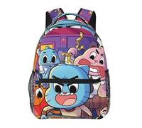 SdetYuia Darwin Sac à dos Gumball The Amazing Anime World Of Gumball Sac à dos pour ordinateur portable Léger Grande capacité Sac à dos de voyage Cadeau pour les fans de dessin animé, Noir , 41 cm