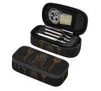 SdetYuia Grande trousse à crayons avec compartiments à fermeture éclair pour enfants, adolescents, étudiants, fournitures scolaires, Médaillons Attrape-rêves Or Lune et Soleil, 8.3"x3.7"x2", Trousse à