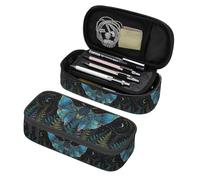 SdetYuia Grande trousse à crayons avec compartiments à fermeture éclair pour enfants, adolescents, étudiants, fournitures scolaires, Mystical Moth Psychédélique Lune, 8.3"x3.7"x2", Trousse à crayons