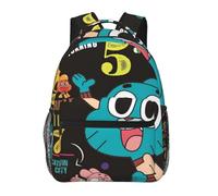 SdetYuia Gumball Sac à dos d'école léger et décontracté Motif dessin animé Le monde incroyable des Gumballs Unisexe, Noir , 41 cm