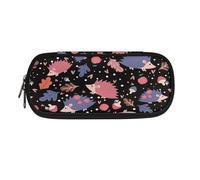 SdetYuia Trousse à crayons avec imprimé coq de poulet, noir, rouge, blanc, sac de rangement pour fournitures scolaires, Rose Violet Hérisson Feuille Love Dots, 8.8"x1.7"x4.1", Trousse à crayons