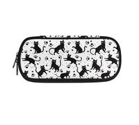 SdetYuia Trousse à crayons avec motif carlin et tournesols pour filles, trousse à crayons, trousse de maquillage, trousse à crayons avec fermeture éclair, Black Cats Paws Love - Blanc, 8.8"x1.7"x4.1",