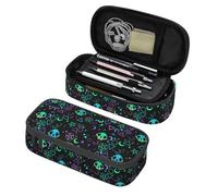 SdetYuia Trousse à crayons de grande capacité avec fermeture éclair - Motif grenouille - Pour garçons, étudiants, universités, fournitures de bureau, Crâne magique étoile lune, 8.3"x3.7"x2", Trousse à