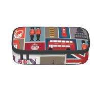 SdetYuia Trousse à crayons de grande capacité avec impression de symboles d'Angleterre pour adultes, noir, Noir , 8.3"x3.7"x2", Trousse à crayons