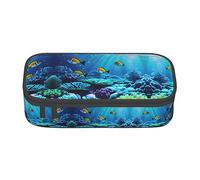 SdetYuia Trousse à crayons de grande capacité avec imprimé paysage sous-marin pour adultes, Noir , 8.3"x3.7"x2", Trousse à crayons