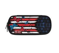 SdetYuia Trousse à crayons de grande capacité avec imprimé vache noire et blanche, trousse à crayons esthétique, fournitures de rentrée scolaire pour adolescent, adultes, Drapeau Américain Papillons