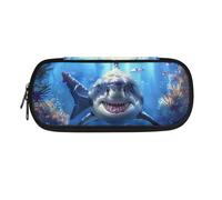 SdetYuia Trousse à crayons Galaxy Wolf pour fournitures scolaires - Esthétique - Avec fermeture éclair - Organiseur de papeterie pour enfants - Porte-stylos pour bureau, Ocean Shark., 8.8"x1.7"x4.1",