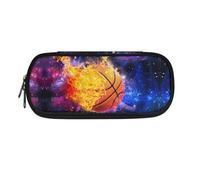 SdetYuia Trousse à crayons Galaxy Wolf pour fournitures scolaires - Esthétique - Avec fermeture éclair - Organiseur de papeterie pour enfants - Porte-stylos pour bureau, Basketball, 8.8"x1.7"x4.1",