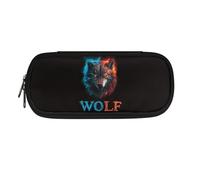 SdetYuia Trousse à crayons loup pour garçons, trousse à crayons cool avec fermeture éclair, organiseur de bureau, boîte à stylos de voyage, sac de papeterie pour garçons et hommes, Wolf Cool,