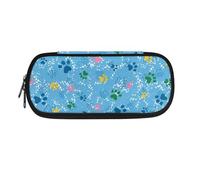 SdetYuia Trousse à crayons loup pour garçons, trousse à crayons cool avec fermeture éclair, organiseur de bureau, boîte à stylos de voyage, sac de papeterie pour garçons et hommes, Dog Paws Bleu,