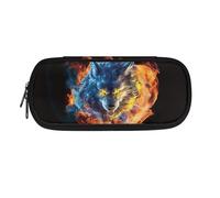 SdetYuia Trousse à crayons loup pour garçons, trousse à crayons cool avec fermeture éclair, organiseur de bureau, boîte à stylos de voyage, sac de papeterie pour garçons et hommes, Cool Wolf,