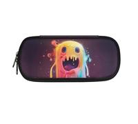 SdetYuia Trousse à crayons noire avec motif monstre pour filles et garçons, pour maternelle, école primaire, Fantôme coloré, 8.8"x1.7"x4.1", Trousse à crayons