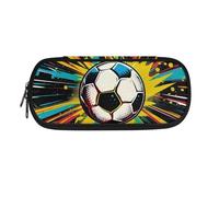 SdetYuia Trousse à crayons portable avec fermeture éclair pour garçons de 8 à 12 ans avec fermeture éclair pour l'école et les étudiants, Ballon de football coloré., 8.8"x1.7"x4.1", Trousse à crayons