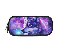 SdetYuia Trousse à crayons portable de grande capacité avec fermeture éclair pour fille Motif pingouin, Galaxy Wolf., 8.8"x1.7"x4.1", Ensemble cartable