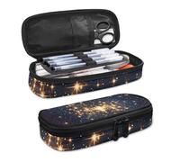 SdetYuia Trousse à crayons texturée de girafe, grande capacité, multi-usage, avec fermeture éclair, pour bureau, université, adultes et enfants, Star Sky Galaxy., 8.8"x1.7"x4.1", Ensemble cartable