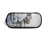 SdetYuia Trousse à crayons Wolf pour filles de 8 à 12 ans - Grande capacité avec compartiments pour fournitures scolaires - Boîte à crayons portable avec fermeture éclair, loup, 8.8"x1.7"x4.1",