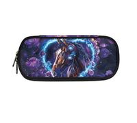 SdetYuia Trousse à crayons Wolf pour filles de 8 à 12 ans - Grande capacité avec compartiments pour fournitures scolaires - Boîte à crayons portable avec fermeture éclair, Rose cheval, 8.8"x1.7"x4.1",
