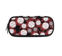SdetYuia Trousse à crayons Wolf pour filles de 8 à 12 ans - Grande capacité avec compartiments pour fournitures scolaires - Boîte à crayons portable avec fermeture éclair, baseball, 8.8"x1.7"x4.1",