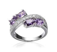 SDEWFFWSA Bague Femme Romantique Francais Zircon Violet, Light Luxe Noble Tempérament Bijoux, Queen Ring, 10, Métal, Pas de pierre précieuse