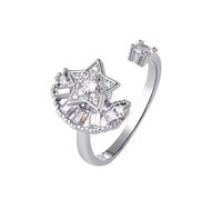 SDEWFFWSA Bague rotative pour femme avec micro pavé de lune et étoile pour soulager le stress, bague simple et réglable de qualité supérieure, Réglable, Métal, Pas de pierre précieuse