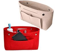 SDFAA 2 Pièces Organisateur de sac en feutre, Sac à Main Cosmétique en Feutre, Organisateur de sac à main, Sac à Main en Feutre de Voyage pour Femme, pour Maison, Bureau (Rouge + Beige)