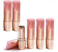 SDFAA 6 Pièces Tubes de Rouge à Lèvres Vides,Tube de Rouge à Lèvres Bricolage,Tubes de Rouge à Lèvres Rechargeables,Récipient Rond Rechargeable pour Baume à Lèvres,pour Voyage,Maquillage,Rose
