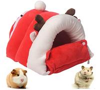 SDFAA Maison Chaude pour Cochon d'Inde, Lit Petit Animal Chinchilla, Nid de Petits Animaux, Chaud Grotte Hamster Douce et Lavable, (Rouge)