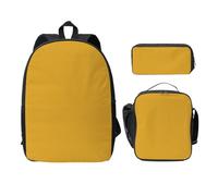 SDFCUMDM Cartable imprimé jaune naturel + trousse + sac repas combinaison pour un usage quotidien, Noir , Taille unique
