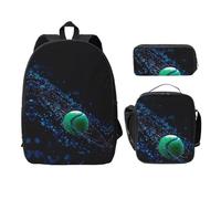 SDFCUMDM Cartable imprimé tennis + trousse + sac repas combinaison pour tous les jours, Noir , Taille unique