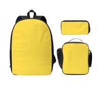 SDFCUMDM Cartable + trousse + sac à déjeuner imprimé jaune viol pour un usage quotidien, Noir , Taille unique