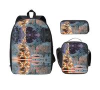 SDFCUMDM Cartable + trousse + sac à déjeuner pour tous les jours, Noir , Taille unique