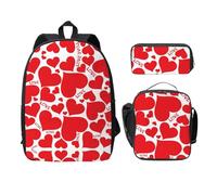 SDFCUMDM Cartable + trousse + sac repas pour tous les jours, Noir , Taille unique