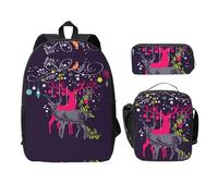 SDFCUMDM Cartable + trousse + sac repas pour tous les jours, Noir , Taille unique