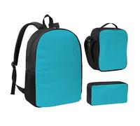 SDFCUMDM Dianzi Sac d'écolier + trousse + sac à déjeuner imprimé bleu pour tous les jours, Noir , Taille unique
