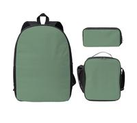 SDFCUMDM Wasson Sac d'écolier + trousse + sac à déjeuner pour tous les jours Vert, Noir , Taille unique