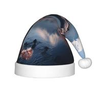 SDFHU Chapeau de Noël imprimé paysage du Japon Mount Fuji pour 35 cm Bonnet de Père Noël Vacances de Noël pour fêtes et accessoires de fête