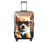Sdfhu Chihuahua Lunettes 1 Impression Unique Voyage Bagage Housse Lavable Anti-rayures Valise Protecteur pour Vacances, blanc, Medium