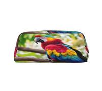 SDFHU Fantastique Trousse à crayons multifonction avec fermeture éclair pour adultes Motif plumes de perroquet