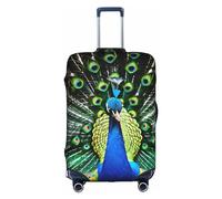 Sdfhu Housse de bagage de voyage unique avec imprimé paon frais lavable anti-rayures pour les vacances, blanc, Large