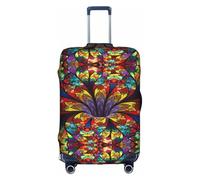 Sdfhu Housse de bagage de voyage unique lavable anti-rayures avec impression de vitraux de fleurs pour les vacances, blanc, Medium