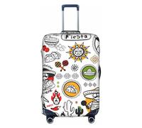 Sdfhu Housse de bagage de voyage unique lavable anti-rayures avec symboles de salsa mexicaine pour les vacances, blanc, Small