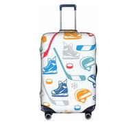 Sdfhu Housse de bagage de voyage unique lavable anti-rayures pour les vacances Motif imprimé d'éléments de hockey, blanc, Large