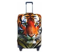 SDFHU Housse de protection personnalisée pour valise, motif rayures oranges, motif tigre et rayures oranges, noir, Medium