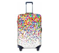 SDFHU Housse de valise imprimée à pois colorés - Housse de protection élastique et lavable pour bagages, noir, Small
