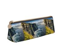 SDFHU Ireland Outdoors Trousse à crayons légère et spacieuse Motif comté de Clare The Cliffs Grande capacité Triangle à fermeture éclair pour outils d'écriture, Blanc, One Size