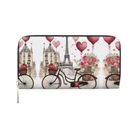 SDFHU Love Paris Tour Café Vin Parfum Vélo Cœur Imprimé Portefeuille Tendance Voyage 20 x 9 cm Pochette Cadeau pour Femme, noir, One Size, Art