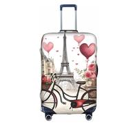 Sdfhu Love Paris Tour Café Vin Parfum Vélo Imprimé Cœur Housse de Bagage de Voyage Unique Housse Lavable Anti-rayures Valise Protecteur pour les Vacances, blanc, Large