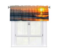 SDFHU Magnifique rideau jacquard imprimé lever de soleil océan 137 x 45,7 cm pour fenêtre de cuisine salle de bain avec passe-tringle